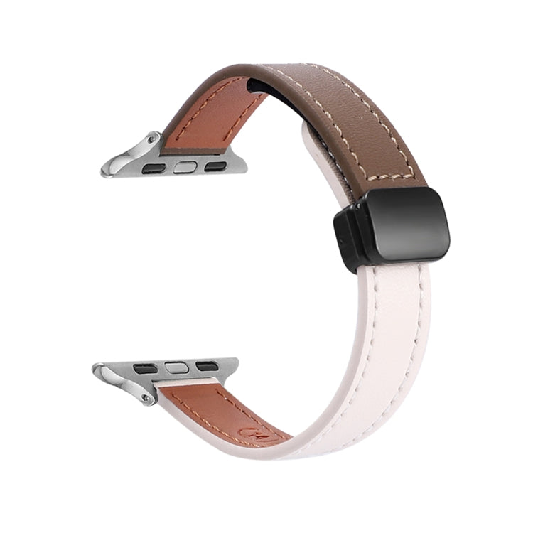 สายรัดนาฬิกาหนังแท้บางพร้อมหัวล็อกแม่เหล็ก สำหรับ Apple Watch 38mm