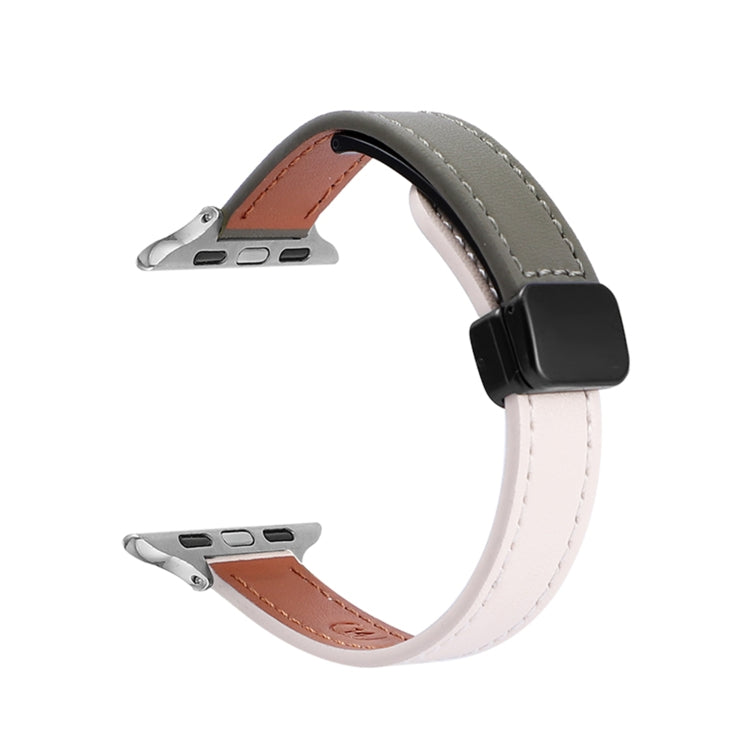 สายรัดนาฬิกาหนังแท้บางพร้อมหัวล็อกแม่เหล็ก สำหรับ Apple Watch 38mm