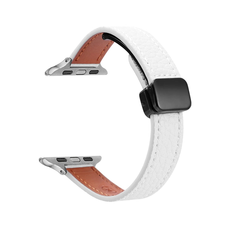 สายรัดนาฬิกาหนังแท้บางพร้อมหัวล็อกแม่เหล็ก สำหรับ Apple Watch 38mm