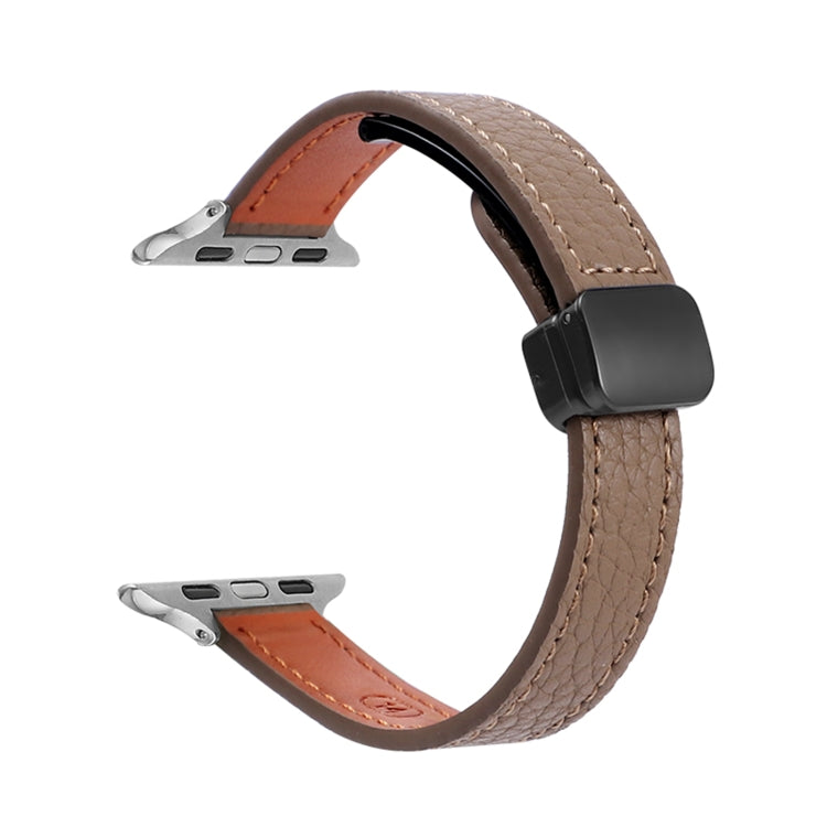 สายรัดนาฬิกาหนังแท้บางพร้อมหัวล็อกแม่เหล็ก สำหรับ Apple Watch 38mm