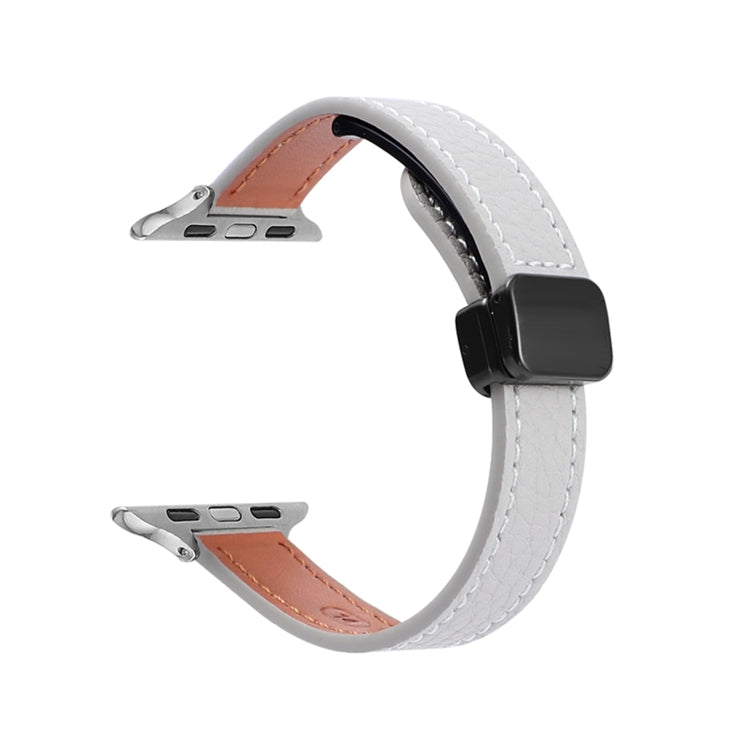 สายรัดนาฬิกาหนังแท้บางพร้อมหัวล็อกแม่เหล็ก สำหรับ Apple Watch 38mm