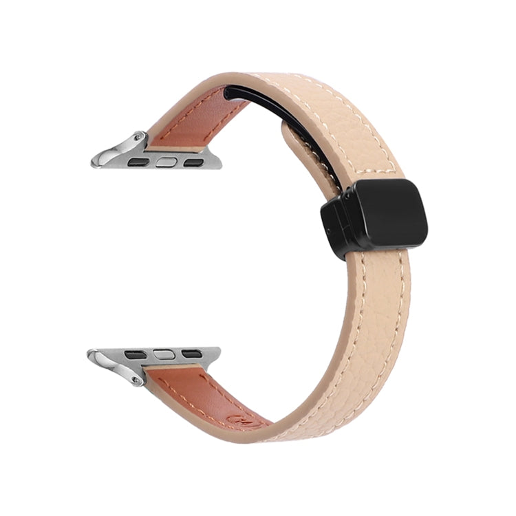 สายรัดนาฬิกาหนังแท้บางพร้อมหัวล็อกแม่เหล็ก สำหรับ Apple Watch 38mm