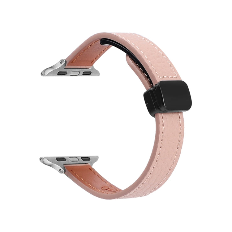 สายรัดนาฬิกาหนังแท้บางพร้อมหัวล็อกแม่เหล็ก สำหรับ Apple Watch 38mm