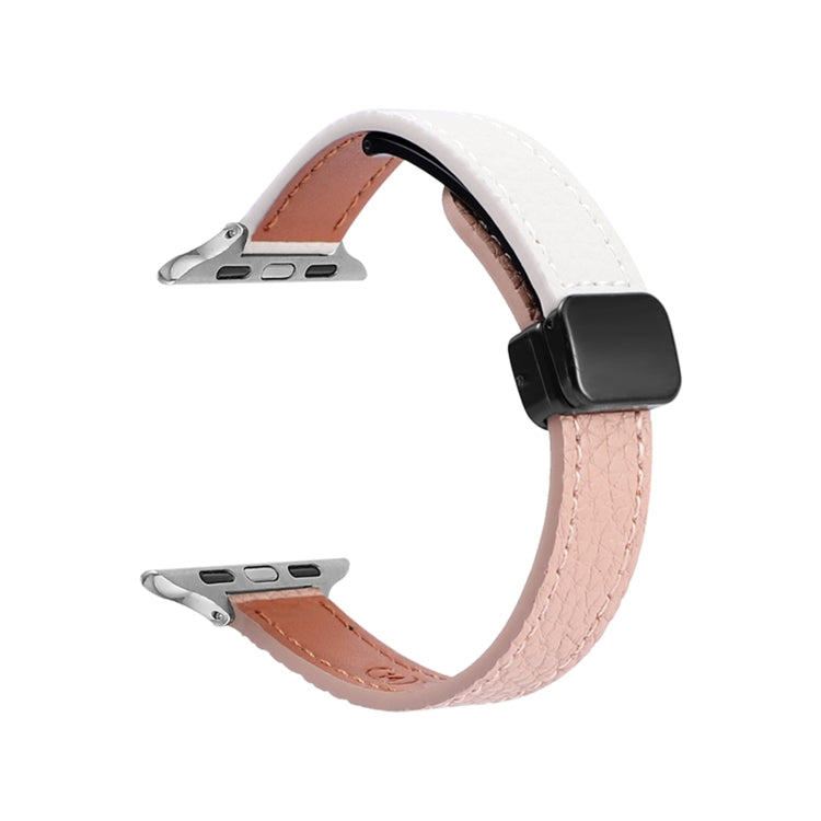 สายรัดนาฬิกาหนังแท้บางพร้อมหัวล็อกแม่เหล็ก สำหรับ Apple Watch 38mm