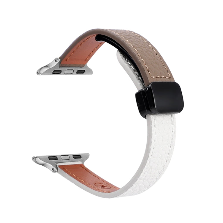 สายรัดนาฬิกาหนังแท้บางพร้อมหัวล็อกแม่เหล็ก สำหรับ Apple Watch 38mm