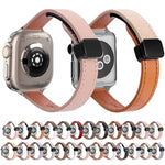 สายรัดนาฬิกาหนังแท้บางพร้อมหัวล็อกแม่เหล็ก สำหรับ Apple Watch 38mm