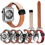 สายรัดนาฬิกาหนังแท้บางพร้อมหัวล็อกแม่เหล็ก สำหรับ Apple Watch 38mm