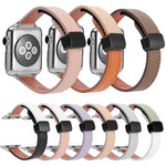 สายรัดนาฬิกาหนังแท้บางพร้อมหัวล็อกแม่เหล็ก สำหรับ Apple Watch 38mm