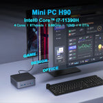 GXMO H90 มินิคอมพิวเตอร์ Windows 11 Intel Core i7 11390H โปรเซสเซอร์, ไม่มีแรมและ SSD