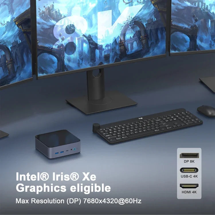 GXMO H90 มินิคอมพิวเตอร์ Windows 11 Intel Core i7 11390H โปรเซสเซอร์, ไม่มีแรมและ SSD