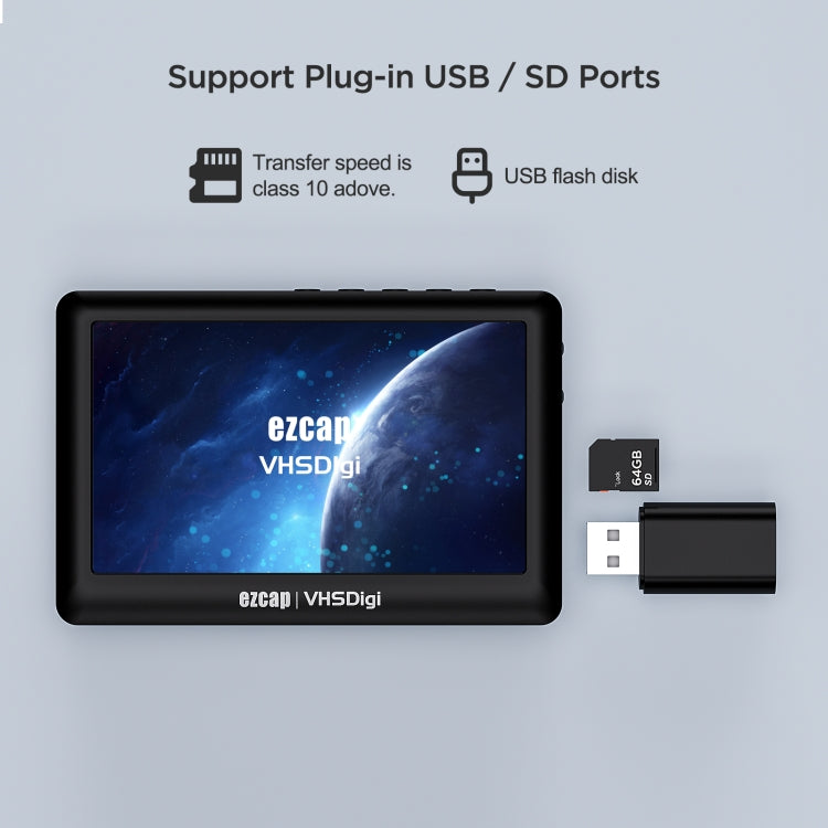 กล่องบันทึกวิดีโอ Ezcap 180 VHSDigi หน้าจอ 4.3 นิ้ว, Ezcap 180