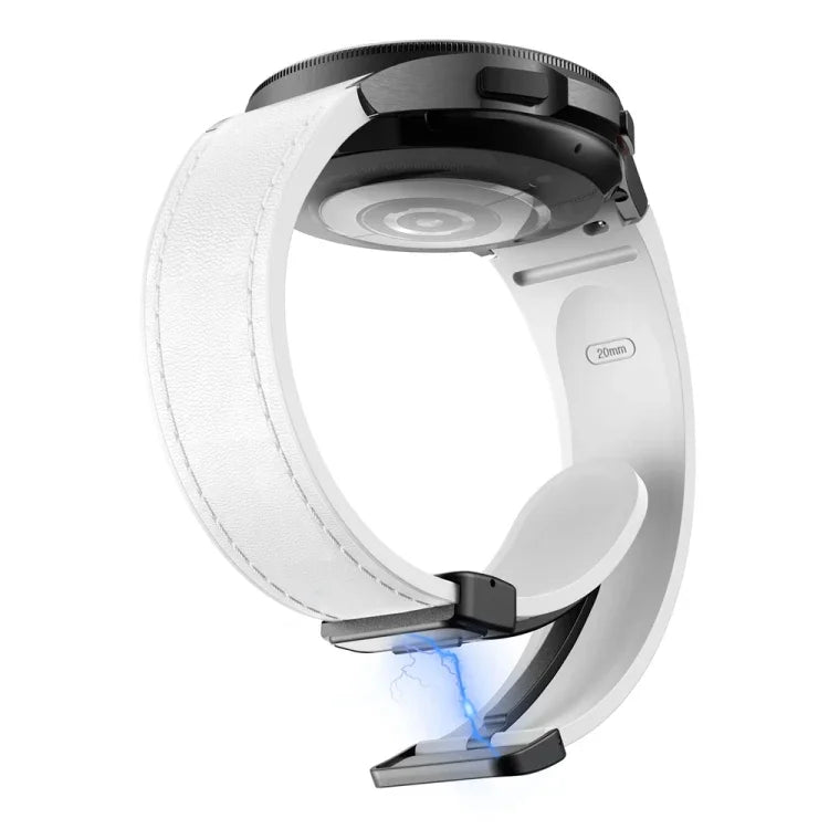 Magnetic Black Buckle Leather Silicone Watch Band, For Samsung Galaxy Watch 6