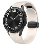 Magnetic Black Buckle Leather Silicone Watch Band, For Samsung Galaxy Watch 6