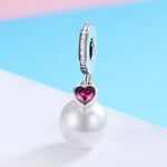 จี้หัวใจมุกเงินสเตอร์ลิง S925 อุปกรณ์สร้อยข้อมือสร้อยคอ DIY