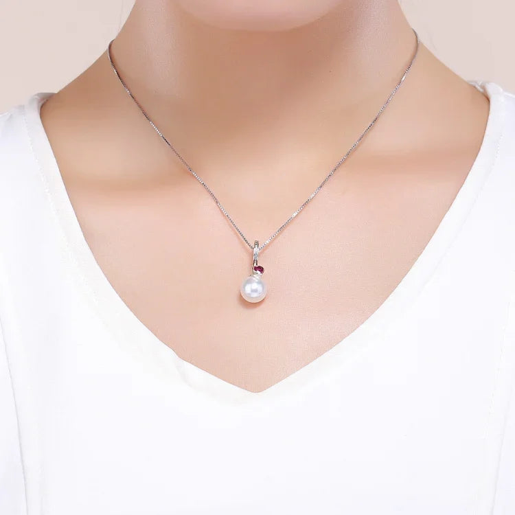 จี้หัวใจมุกเงินสเตอร์ลิง S925 อุปกรณ์สร้อยข้อมือสร้อยคอ DIY
