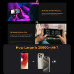 HOTWAV W11 โทรศัพท์กันกระแทก, มองเห็นในที่มืด, แบตเตอรี่ 20800mAh, 6.6 นิ้ว Android 13 MT8788 Octa Core, เครือข่าย: 4G, OTG, บันทึกการโทร, 6GB+256GB