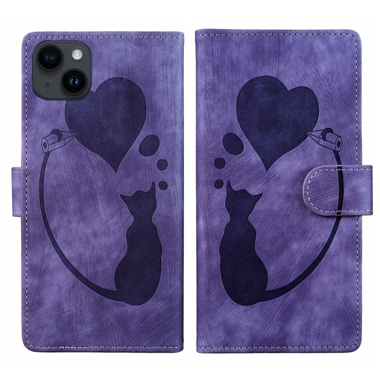 เคสโทรศัพท์หนังปั๊มลายปากกา หัวใจ แมว สำหรับ iPhone 14 Plus, สำหรับ iPhone 14, สำหรับ iPhone 14 Pro, สำหรับ iPhone 14 Pro Max, สำหรับ iPhone 7 / 8 / SE 2022, สำหรับ iPhone 13 Pro Max, สำหรับ iPhone 13 Pro, สำหรับ iPhone 13