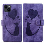 เคสโทรศัพท์หนังปั๊มลายปากกา หัวใจ แมว สำหรับ iPhone 14 Plus, สำหรับ iPhone 14, สำหรับ iPhone 14 Pro, สำหรับ iPhone 14 Pro Max, สำหรับ iPhone 7 / 8 / SE 2022, สำหรับ iPhone 13 Pro Max, สำหรับ iPhone 13 Pro, สำหรับ iPhone 13