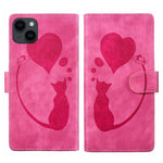 เคสโทรศัพท์หนังปั๊มลายปากกา หัวใจ แมว สำหรับ iPhone 14 Plus, สำหรับ iPhone 14, สำหรับ iPhone 14 Pro, สำหรับ iPhone 14 Pro Max, สำหรับ iPhone 7 / 8 / SE 2022, สำหรับ iPhone 13 Pro Max, สำหรับ iPhone 13 Pro, สำหรับ iPhone 13