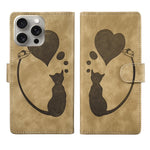 เคสโทรศัพท์หนังปั๊มลายปากกา หัวใจ แมว สำหรับ iPhone 14 Plus, สำหรับ iPhone 14, สำหรับ iPhone 14 Pro, สำหรับ iPhone 14 Pro Max, สำหรับ iPhone 7 / 8 / SE 2022, สำหรับ iPhone 13 Pro Max, สำหรับ iPhone 13 Pro, สำหรับ iPhone 13