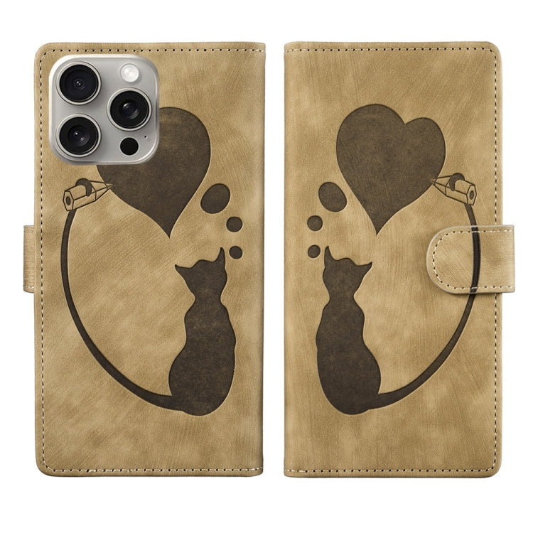 เคสโทรศัพท์หนังปั๊มลายปากกา หัวใจ แมว สำหรับ iPhone 14 Plus, สำหรับ iPhone 14, สำหรับ iPhone 14 Pro, สำหรับ iPhone 14 Pro Max, สำหรับ iPhone 7 / 8 / SE 2022, สำหรับ iPhone 13 Pro Max, สำหรับ iPhone 13 Pro, สำหรับ iPhone 13