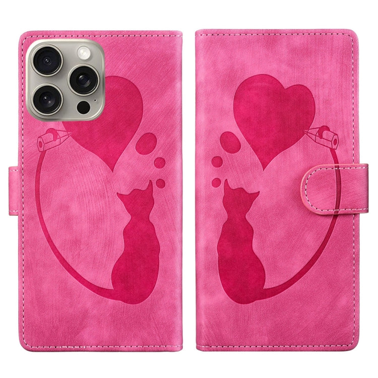 เคสโทรศัพท์หนังปั๊มลายปากกา หัวใจ แมว สำหรับ iPhone 14 Plus, สำหรับ iPhone 14, สำหรับ iPhone 14 Pro, สำหรับ iPhone 14 Pro Max, สำหรับ iPhone 7 / 8 / SE 2022, สำหรับ iPhone 13 Pro Max, สำหรับ iPhone 13 Pro, สำหรับ iPhone 13