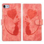 เคสโทรศัพท์หนังปั๊มลายปากกา หัวใจ แมว สำหรับ iPhone 14 Plus, สำหรับ iPhone 14, สำหรับ iPhone 14 Pro, สำหรับ iPhone 14 Pro Max, สำหรับ iPhone 7 / 8 / SE 2022, สำหรับ iPhone 13 Pro Max, สำหรับ iPhone 13 Pro, สำหรับ iPhone 13