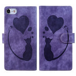 เคสโทรศัพท์หนังปั๊มลายปากกา หัวใจ แมว สำหรับ iPhone 14 Plus, สำหรับ iPhone 14, สำหรับ iPhone 14 Pro, สำหรับ iPhone 14 Pro Max, สำหรับ iPhone 7 / 8 / SE 2022, สำหรับ iPhone 13 Pro Max, สำหรับ iPhone 13 Pro, สำหรับ iPhone 13