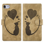 เคสโทรศัพท์หนังปั๊มลายปากกา หัวใจ แมว สำหรับ iPhone 14 Plus, สำหรับ iPhone 14, สำหรับ iPhone 14 Pro, สำหรับ iPhone 14 Pro Max, สำหรับ iPhone 7 / 8 / SE 2022, สำหรับ iPhone 13 Pro Max, สำหรับ iPhone 13 Pro, สำหรับ iPhone 13