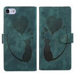 เคสโทรศัพท์หนังปั๊มลายปากกา หัวใจ แมว สำหรับ iPhone 14 Plus, สำหรับ iPhone 14, สำหรับ iPhone 14 Pro, สำหรับ iPhone 14 Pro Max, สำหรับ iPhone 7 / 8 / SE 2022, สำหรับ iPhone 13 Pro Max, สำหรับ iPhone 13 Pro, สำหรับ iPhone 13