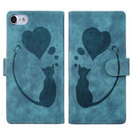 เคสโทรศัพท์หนังปั๊มลายปากกา หัวใจ แมว สำหรับ iPhone 14 Plus, สำหรับ iPhone 14, สำหรับ iPhone 14 Pro, สำหรับ iPhone 14 Pro Max, สำหรับ iPhone 7 / 8 / SE 2022, สำหรับ iPhone 13 Pro Max, สำหรับ iPhone 13 Pro, สำหรับ iPhone 13