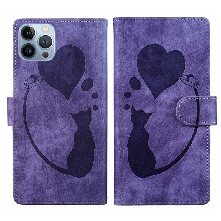 เคสโทรศัพท์หนังปั๊มลายปากกา หัวใจ แมว สำหรับ iPhone 14 Plus, สำหรับ iPhone 14, สำหรับ iPhone 14 Pro, สำหรับ iPhone 14 Pro Max, สำหรับ iPhone 7 / 8 / SE 2022, สำหรับ iPhone 13 Pro Max, สำหรับ iPhone 13 Pro, สำหรับ iPhone 13