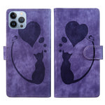 เคสโทรศัพท์หนังปั๊มลายปากกา หัวใจ แมว สำหรับ iPhone 14 Plus, สำหรับ iPhone 14, สำหรับ iPhone 14 Pro, สำหรับ iPhone 14 Pro Max, สำหรับ iPhone 7 / 8 / SE 2022, สำหรับ iPhone 13 Pro Max, สำหรับ iPhone 13 Pro, สำหรับ iPhone 13