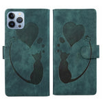 เคสโทรศัพท์หนังปั๊มลายปากกา หัวใจ แมว สำหรับ iPhone 14 Plus, สำหรับ iPhone 14, สำหรับ iPhone 14 Pro, สำหรับ iPhone 14 Pro Max, สำหรับ iPhone 7 / 8 / SE 2022, สำหรับ iPhone 13 Pro Max, สำหรับ iPhone 13 Pro, สำหรับ iPhone 13