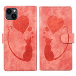 เคสโทรศัพท์หนังปั๊มลายปากกา หัวใจ แมว สำหรับ iPhone 14 Plus, สำหรับ iPhone 14, สำหรับ iPhone 14 Pro, สำหรับ iPhone 14 Pro Max, สำหรับ iPhone 7 / 8 / SE 2022, สำหรับ iPhone 13 Pro Max, สำหรับ iPhone 13 Pro, สำหรับ iPhone 13