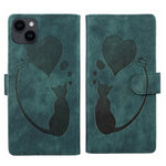 เคสโทรศัพท์หนังปั๊มลายปากกา หัวใจ แมว สำหรับ iPhone 14 Plus, สำหรับ iPhone 14, สำหรับ iPhone 14 Pro, สำหรับ iPhone 14 Pro Max, สำหรับ iPhone 7 / 8 / SE 2022, สำหรับ iPhone 13 Pro Max, สำหรับ iPhone 13 Pro, สำหรับ iPhone 13