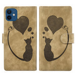 เคสโทรศัพท์หนังปั๊มลายปากกาและหัวใจแมว สำหรับ iPhone 13 mini, สำหรับ iPhone 12, สำหรับ iPhone 12 Pro Max, สำหรับ iPhone 12 Pro, สำหรับ iPhone 12 mini, สำหรับ iPhone 11 Pro Max, สำหรับ iPhone 11, สำหรับ iPhone 11 Pro