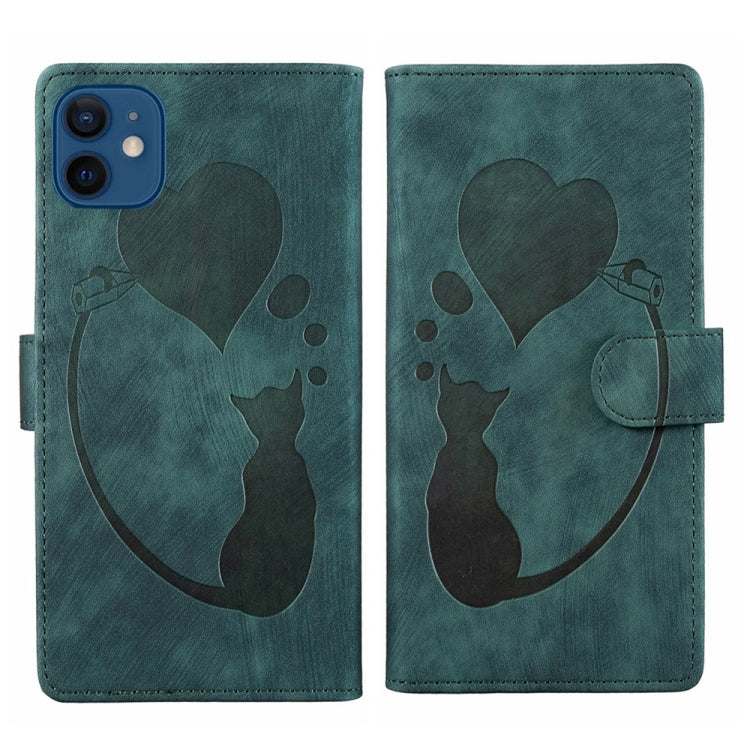 เคสโทรศัพท์หนังปั๊มลายปากกาและหัวใจแมว สำหรับ iPhone 13 mini, สำหรับ iPhone 12, สำหรับ iPhone 12 Pro Max, สำหรับ iPhone 12 Pro, สำหรับ iPhone 12 mini, สำหรับ iPhone 11 Pro Max, สำหรับ iPhone 11, สำหรับ iPhone 11 Pro
