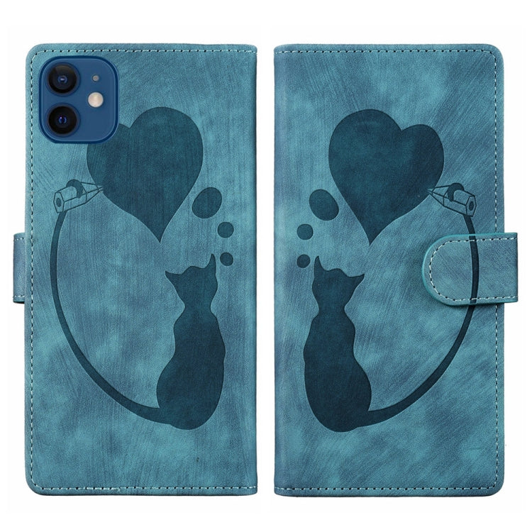 เคสโทรศัพท์หนังปั๊มลายปากกาและหัวใจแมว สำหรับ iPhone 13 mini, สำหรับ iPhone 12, สำหรับ iPhone 12 Pro Max, สำหรับ iPhone 12 Pro, สำหรับ iPhone 12 mini, สำหรับ iPhone 11 Pro Max, สำหรับ iPhone 11, สำหรับ iPhone 11 Pro