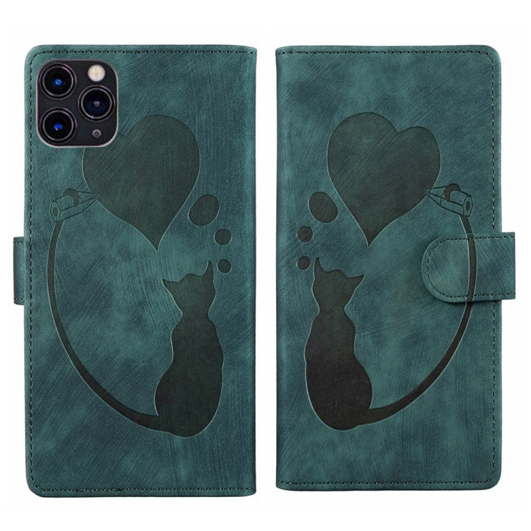 เคสโทรศัพท์หนังปั๊มลายปากกาและหัวใจแมว สำหรับ iPhone 13 mini, สำหรับ iPhone 12, สำหรับ iPhone 12 Pro Max, สำหรับ iPhone 12 Pro, สำหรับ iPhone 12 mini, สำหรับ iPhone 11 Pro Max, สำหรับ iPhone 11, สำหรับ iPhone 11 Pro