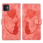 เคสโทรศัพท์หนังปั๊มลายปากกาและหัวใจแมว สำหรับ iPhone 13 mini, สำหรับ iPhone 12, สำหรับ iPhone 12 Pro Max, สำหรับ iPhone 12 Pro, สำหรับ iPhone 12 mini, สำหรับ iPhone 11 Pro Max, สำหรับ iPhone 11, สำหรับ iPhone 11 Pro