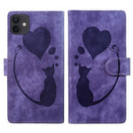 เคสโทรศัพท์หนังปั๊มลายปากกาและหัวใจแมว สำหรับ iPhone 13 mini, สำหรับ iPhone 12, สำหรับ iPhone 12 Pro Max, สำหรับ iPhone 12 Pro, สำหรับ iPhone 12 mini, สำหรับ iPhone 11 Pro Max, สำหรับ iPhone 11, สำหรับ iPhone 11 Pro