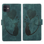 เคสโทรศัพท์หนังปั๊มลายปากกาและหัวใจแมว สำหรับ iPhone 13 mini, สำหรับ iPhone 12, สำหรับ iPhone 12 Pro Max, สำหรับ iPhone 12 Pro, สำหรับ iPhone 12 mini, สำหรับ iPhone 11 Pro Max, สำหรับ iPhone 11, สำหรับ iPhone 11 Pro
