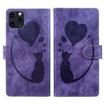 เคสโทรศัพท์หนังปั๊มลายปากกาและหัวใจแมว สำหรับ iPhone 13 mini, สำหรับ iPhone 12, สำหรับ iPhone 12 Pro Max, สำหรับ iPhone 12 Pro, สำหรับ iPhone 12 mini, สำหรับ iPhone 11 Pro Max, สำหรับ iPhone 11, สำหรับ iPhone 11 Pro