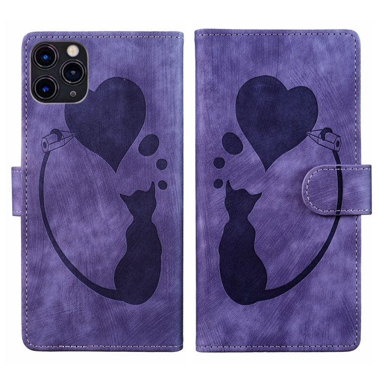 เคสโทรศัพท์หนังปั๊มลายปากกาและหัวใจแมว สำหรับ iPhone 13 mini, สำหรับ iPhone 12, สำหรับ iPhone 12 Pro Max, สำหรับ iPhone 12 Pro, สำหรับ iPhone 12 mini, สำหรับ iPhone 11 Pro Max, สำหรับ iPhone 11, สำหรับ iPhone 11 Pro