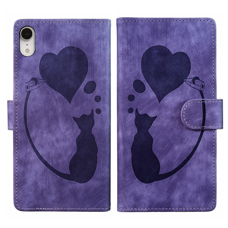 เคสโทรศัพท์หนังปั๊มลายหัวใจแมว Pen สำหรับ iPhone X / XS, สำหรับ iPhone XR, สำหรับ iPhone XS Max, สำหรับ iPhone 7 Plus / 8 Plus