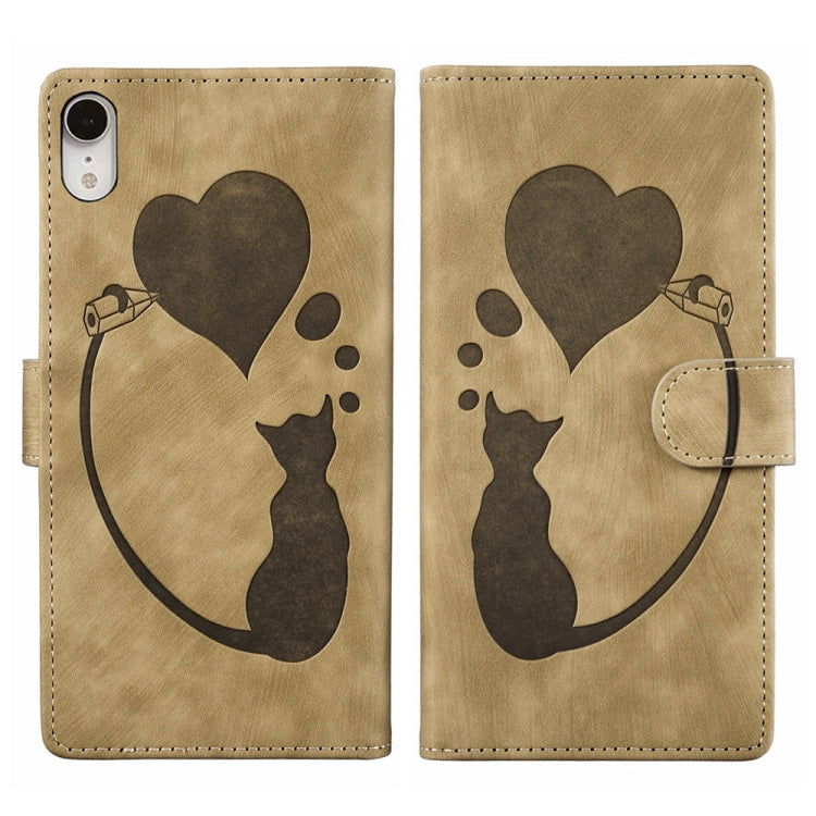 เคสโทรศัพท์หนังปั๊มลายหัวใจแมว Pen สำหรับ iPhone X / XS, สำหรับ iPhone XR, สำหรับ iPhone XS Max, สำหรับ iPhone 7 Plus / 8 Plus