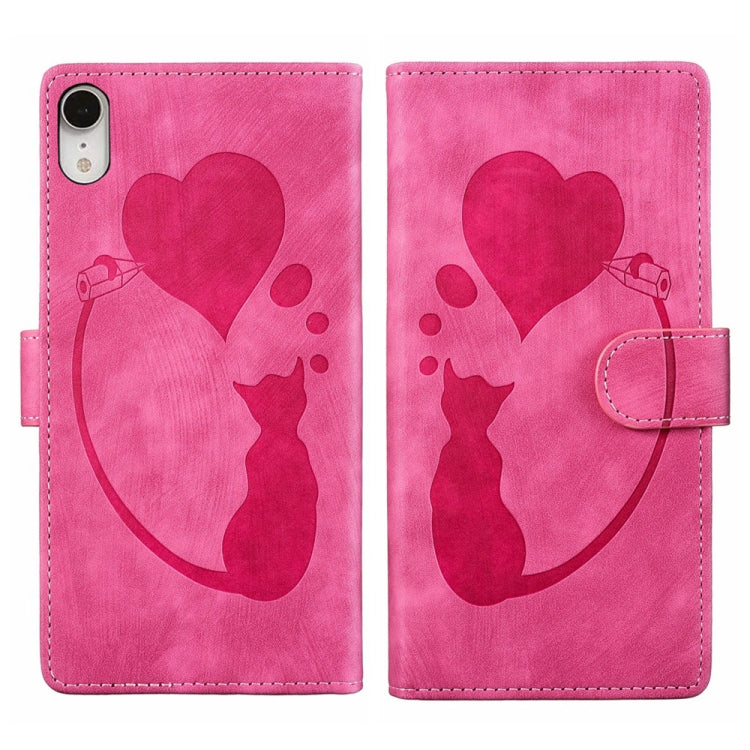 เคสโทรศัพท์หนังปั๊มลายหัวใจแมว Pen สำหรับ iPhone X / XS, สำหรับ iPhone XR, สำหรับ iPhone XS Max, สำหรับ iPhone 7 Plus / 8 Plus