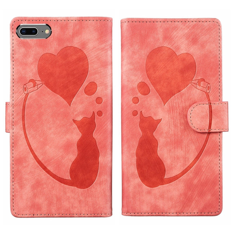 เคสโทรศัพท์หนังปั๊มลายหัวใจแมว Pen สำหรับ iPhone X / XS, สำหรับ iPhone XR, สำหรับ iPhone XS Max, สำหรับ iPhone 7 Plus / 8 Plus