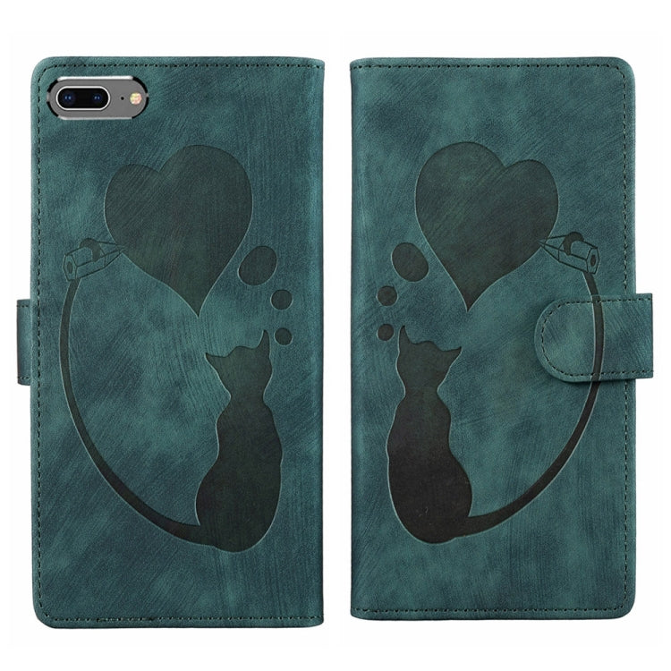 เคสโทรศัพท์หนังปั๊มลายหัวใจแมว Pen สำหรับ iPhone X / XS, สำหรับ iPhone XR, สำหรับ iPhone XS Max, สำหรับ iPhone 7 Plus / 8 Plus